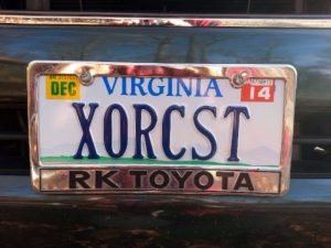 Virginia license plate XORCST